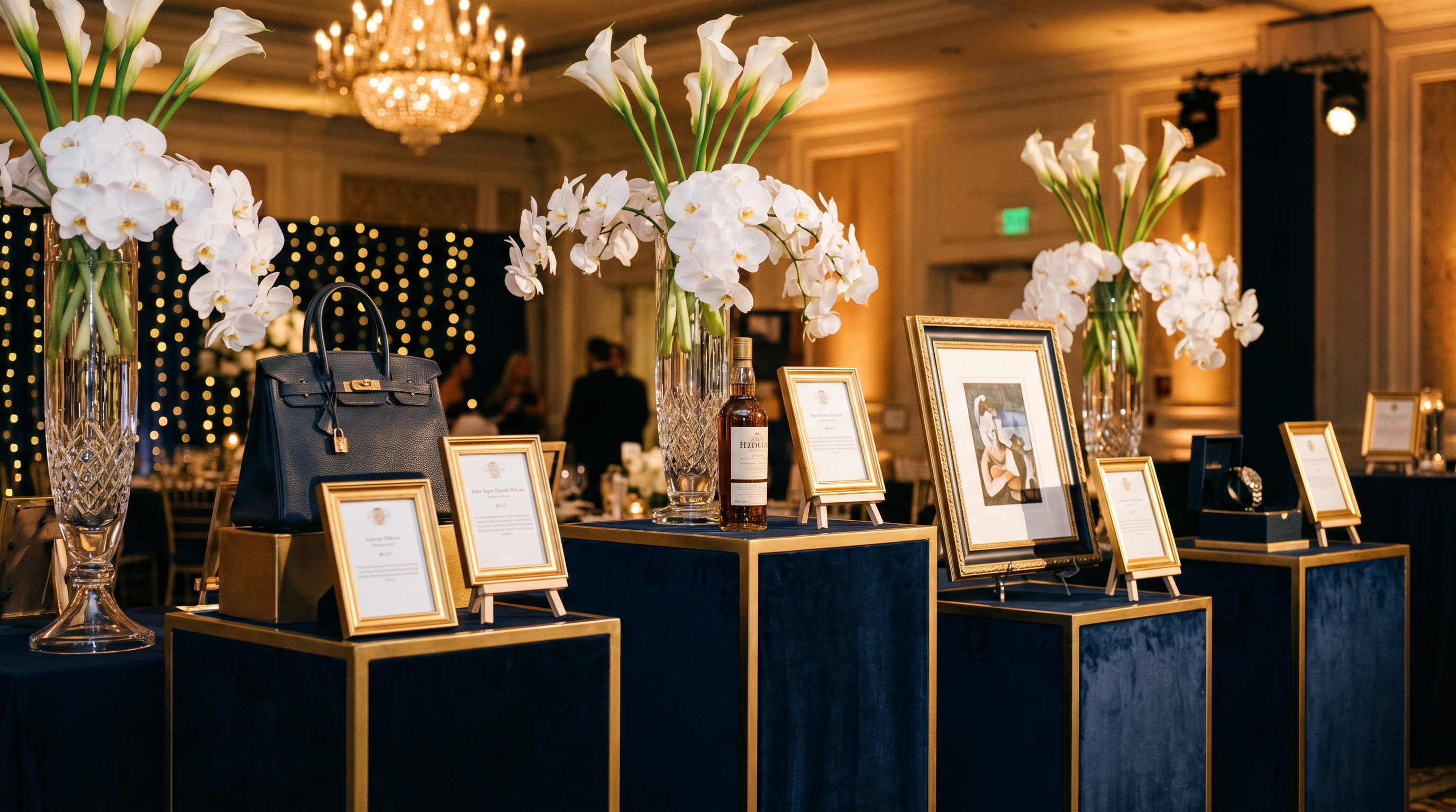 Luxury charity auction items on display at The HeartScreen National Launch Gala, live and silent auction fundraiser